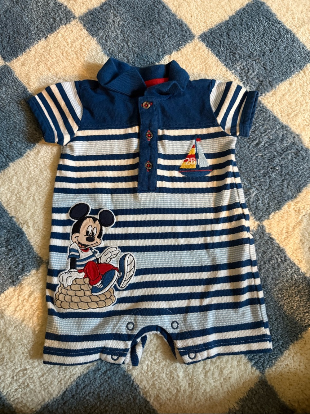 Disney Nautical Striped Mickey Polo One-Piece in Navy and White